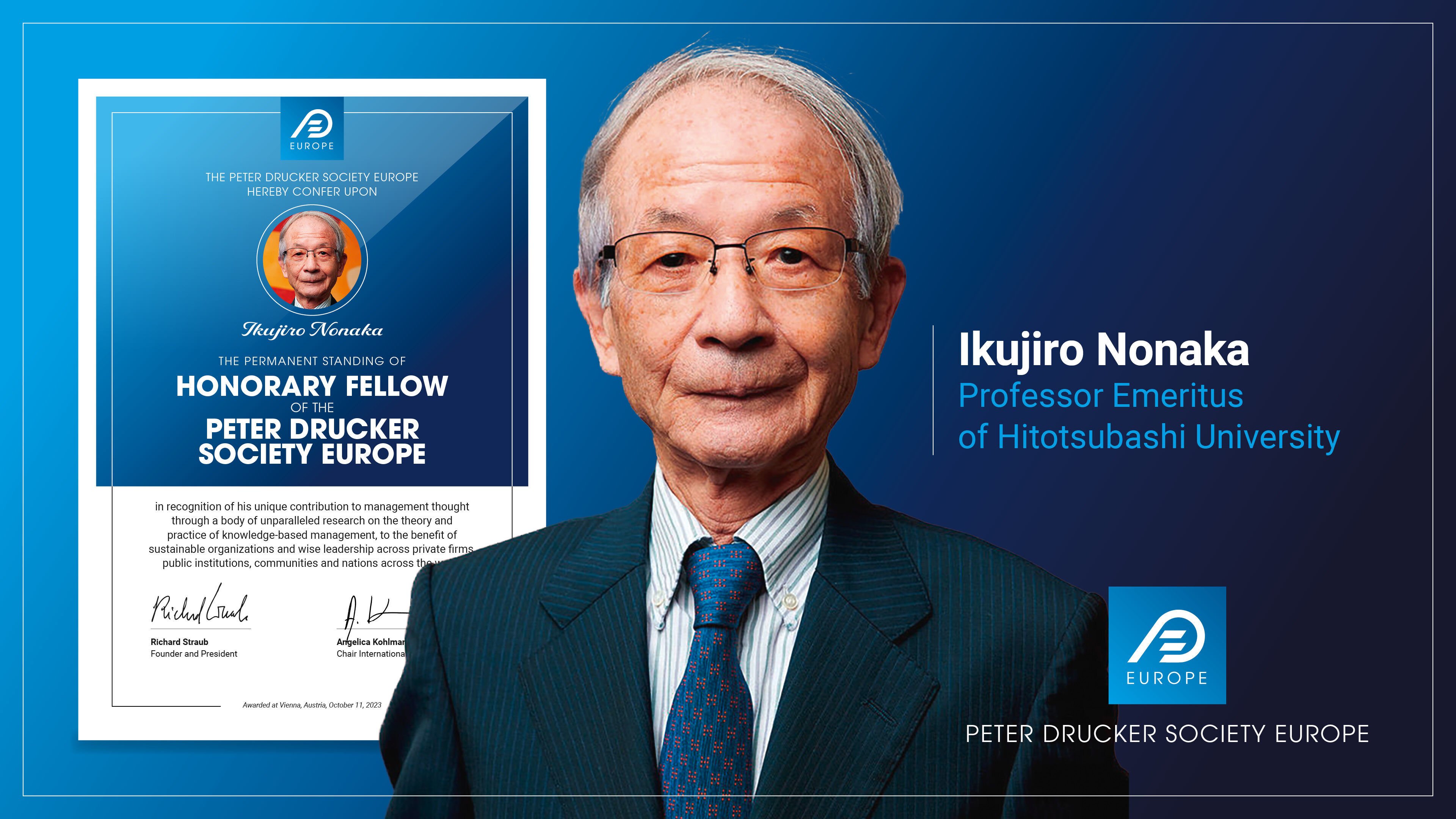 Prof. Ikujiro Nonaka awarded Honorary Fellowship by the Peter Drucker Society Europe